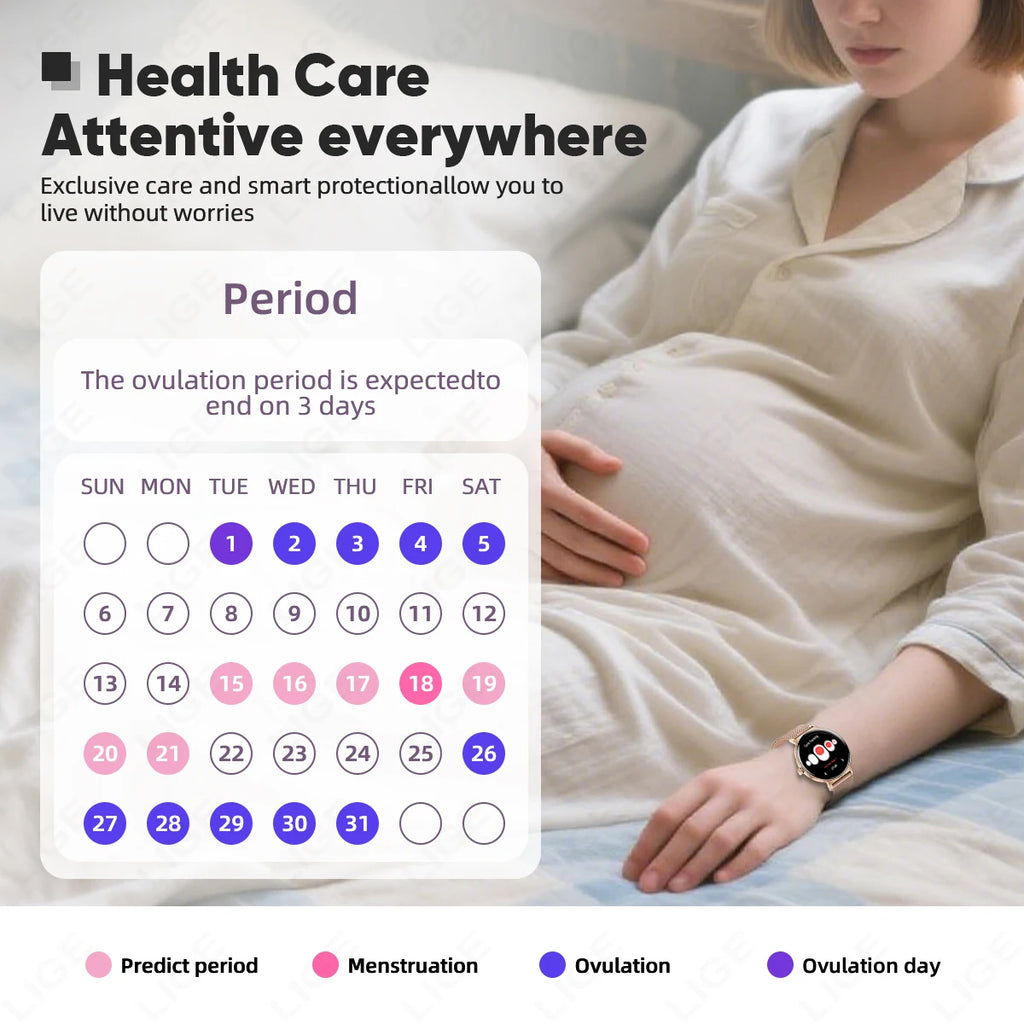 LIGE Ultra-thin Smart Watch Ladies Bluetooth Call Custom Dial Sport Heart Rate Health Tracking Watch Waterproof Women Smartwatch