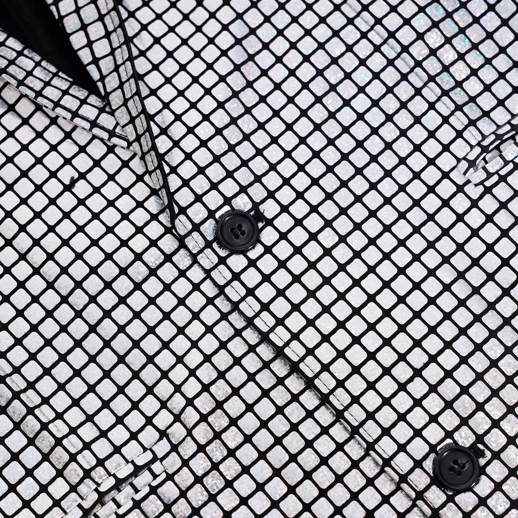 Men's New Cool Performance Set, Sequin Gold Stamping Business Casual Two-piece, One-row Two-button Slim-fit Blazer + Trousers