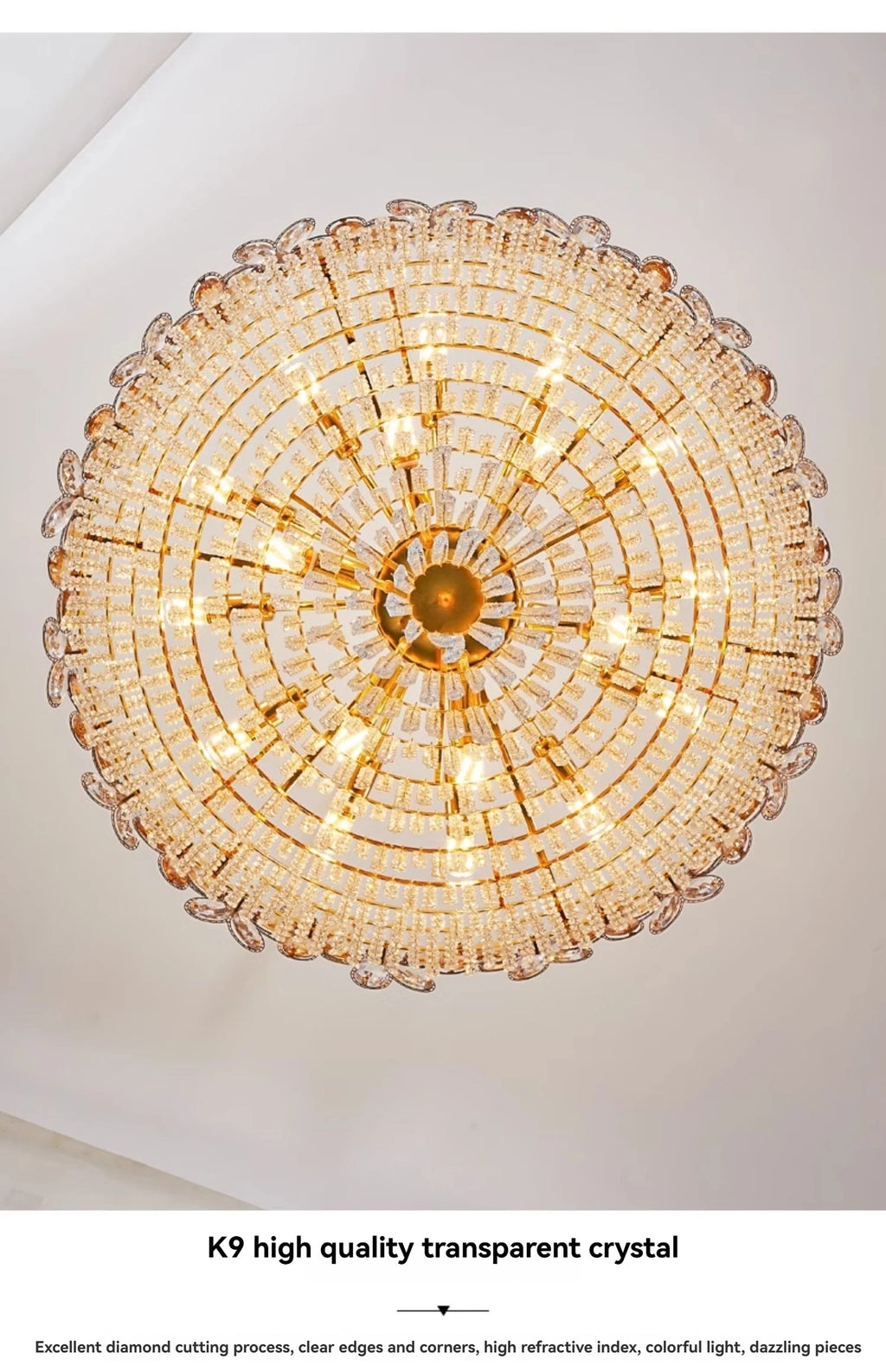 Modern Flower Crystal Tassel Chandelier Living Room Dining Room Gold Crystal Ceiling Pendant Lights Vila Lobby Lighting Fixtures