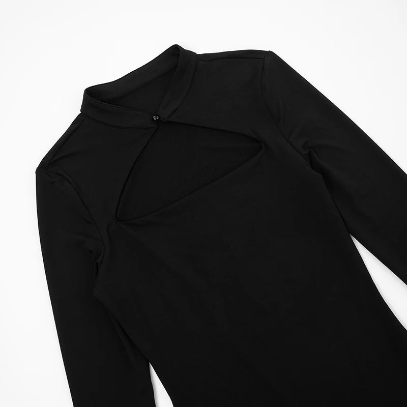 CUTENOVA Fall New Arrival Women Solid Color Bodycon Button Up Bell Sleeve Mini Lace-Up Strapless Sexy Bodycon Sexy Hottie Dress