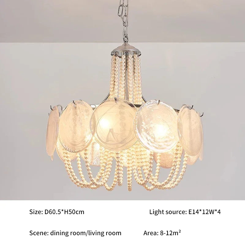 French Round  Murano Glass Chandelier led Pearl lamp for Living Dining Room Bedroom Kitchen Hanging Lamps indoor Hanging lamp