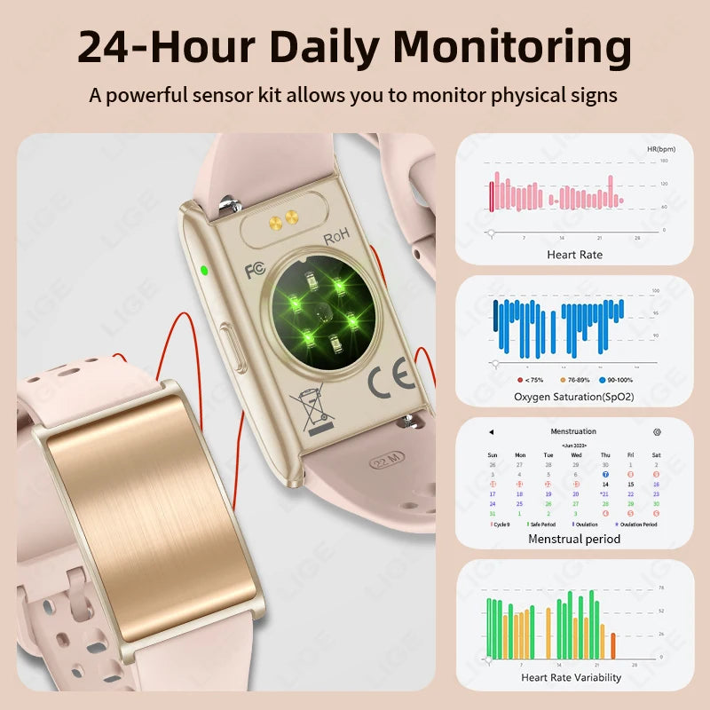 LIGE No Screen Smart Watch Woman Sports Outdoors Fitness Heart Rate Monitor 1ATM Waterproof New Smartwatch For Andrio IOS 2025