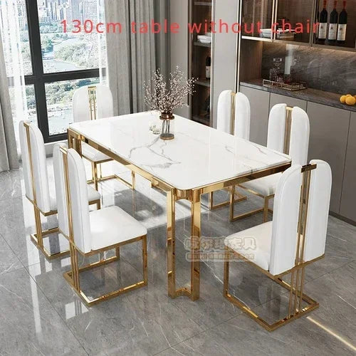 Unique Luxury Table Chairs Modern Legs Metal Design Rectangular Dining Table Space Saving Nordic Mesa De Comedor Funiture