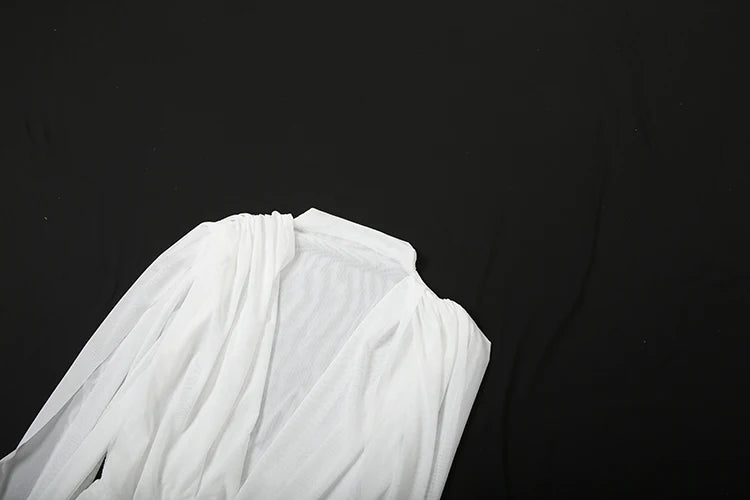 sisterlinda Coquette Sexy Patchwork Dress Women See Through Swing Neck Sleeveless Skinny Midnight Party Clubwear Mini Bodycon