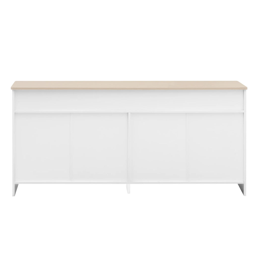Comanlai Sideboard with Wood Paint Countertop,Kitchen Cabinet with Worktop,4 Doors,3 Drawers,for Living Room and Dining Room