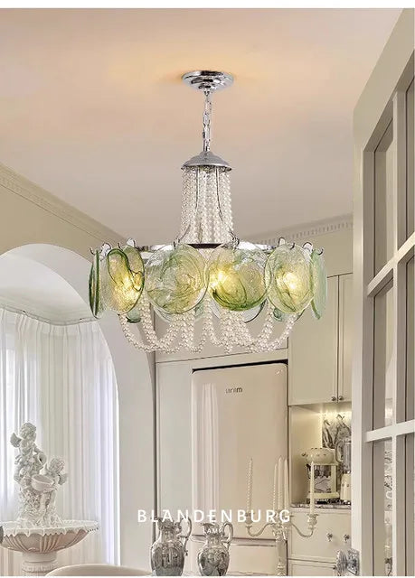 French Round  Murano Glass Chandelier led Pearl lamp for Living Dining Room Bedroom Kitchen Hanging Lamps indoor Hanging lamp