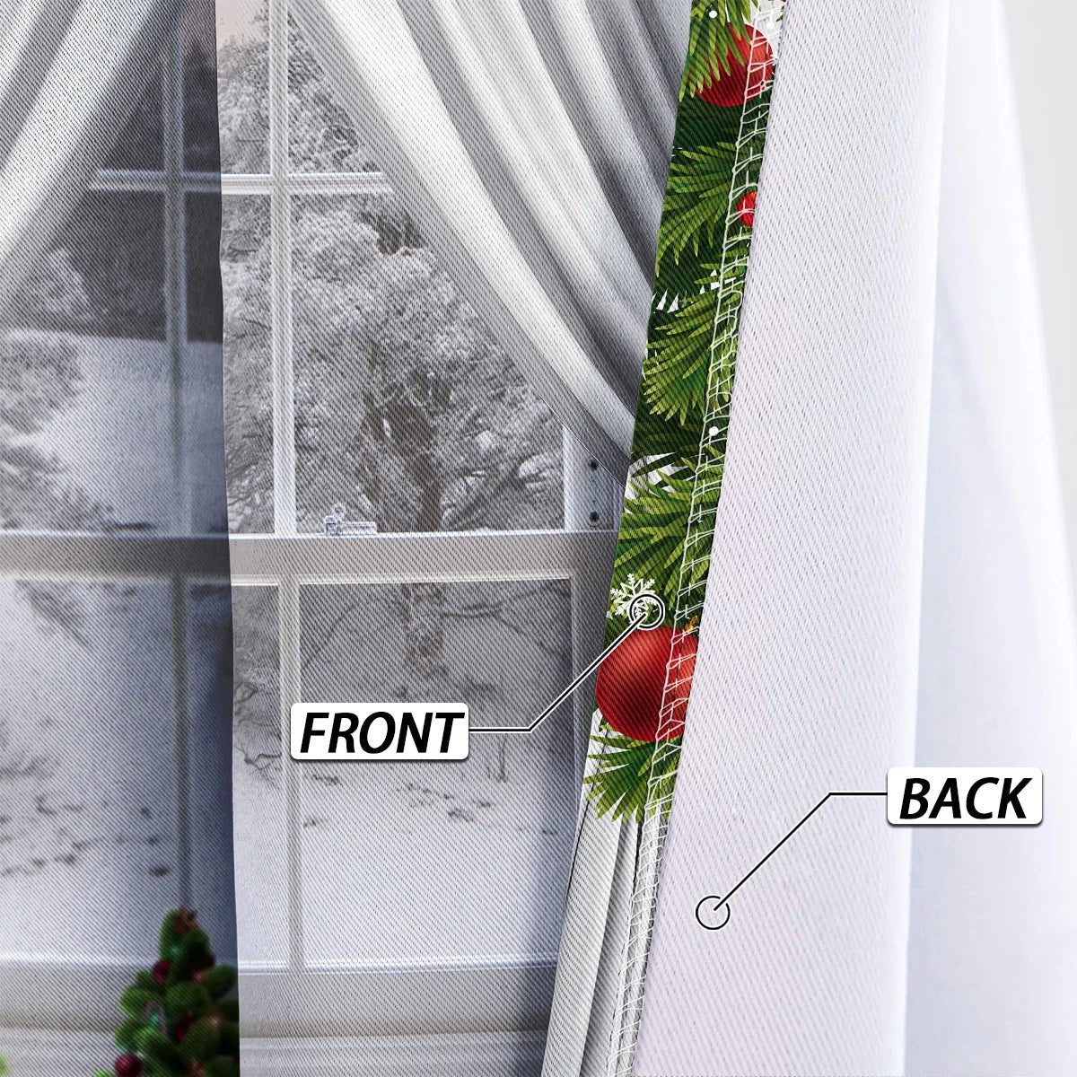 2pcs Christmas Teddy Bear Print Blackout Curtains Insulation Multiple Sizes Living Room Bedroom Decoration, Machine Washable