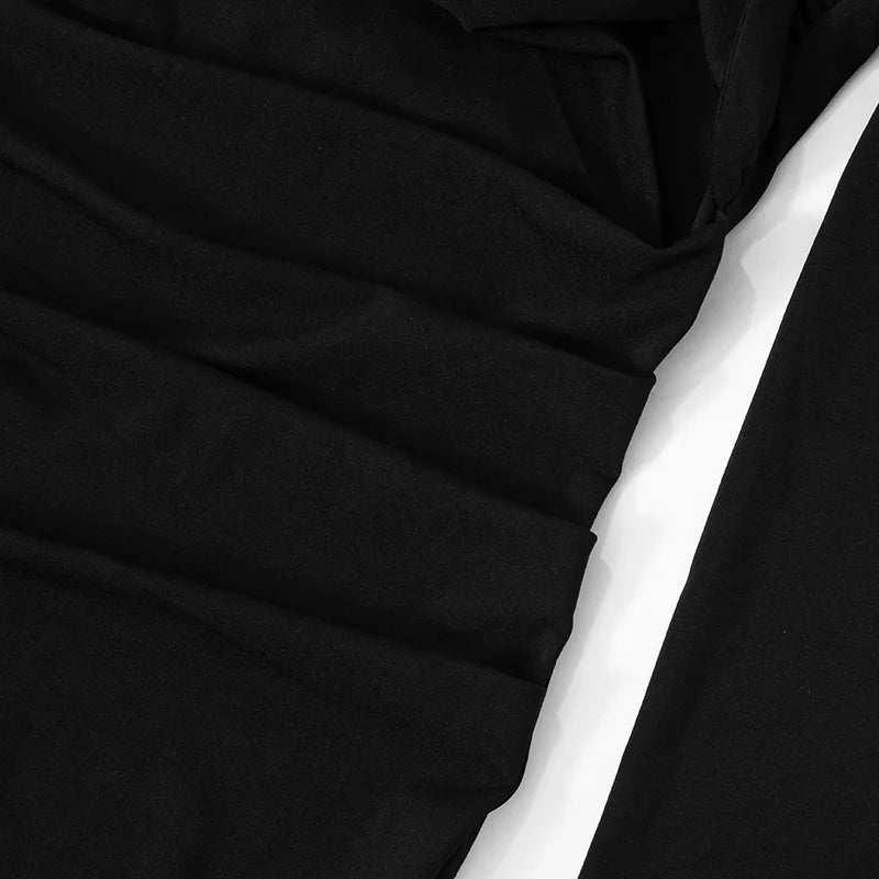 New European and American cross-border fashionable sexy hot girl front chest twisted shoulder pad discounted dress