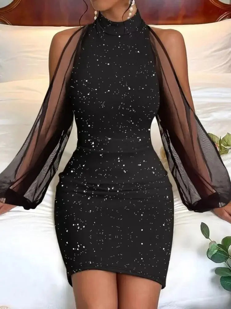 Dresses Women's Clothing Mesh Sleeve Hollow Out Sleeve Bodycon Mini Party Dress Summer Wholesale