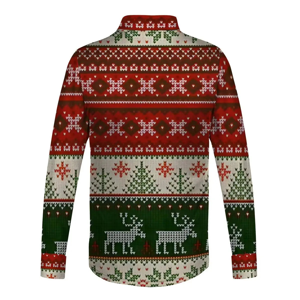 Autumn and Winter Christmas Pattern Printed Men's Long Sleeve Shirt Men's Casual Collar Cardigan Shirt Top Non Stretch Thin