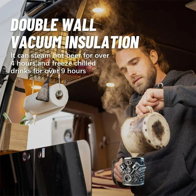 Creative Engines Stainless Steel Cup Mechanical V8/V6 Engine Mug Coffee Beer Funny Drinking Office Cup Car Enthusiasts As A Gift