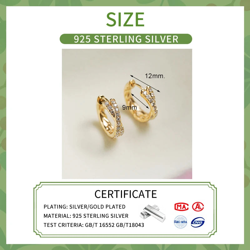 INZATT Real 925 Sterling Silver Zircon Cross 18K Gold Hoop Earrings for Women OL Geometric Fine Jewelry Minimalist Accessories