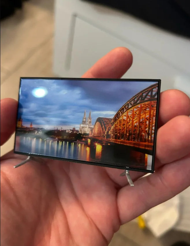 1/12 Dollhouse Mini TV with Stand  TV Scale Miniature Model Home Decor Decoration Toys Gift Doll House Accessories Crafts