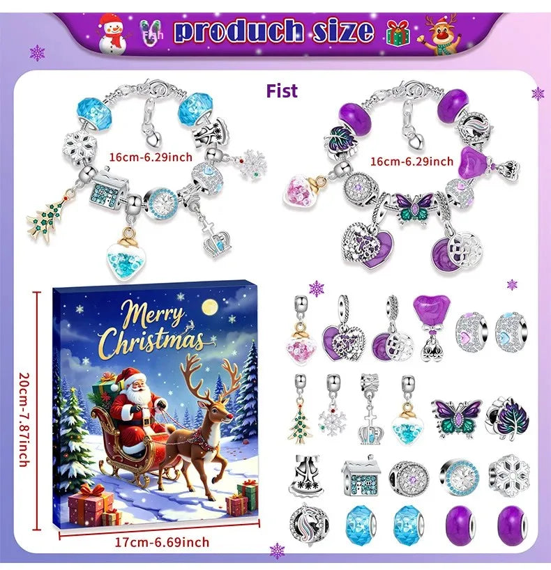 Themed 24-Bead Strand Bracelet Gift Box Blind Box DIY Jewelry Present Countdown Calendar Arrival Festival