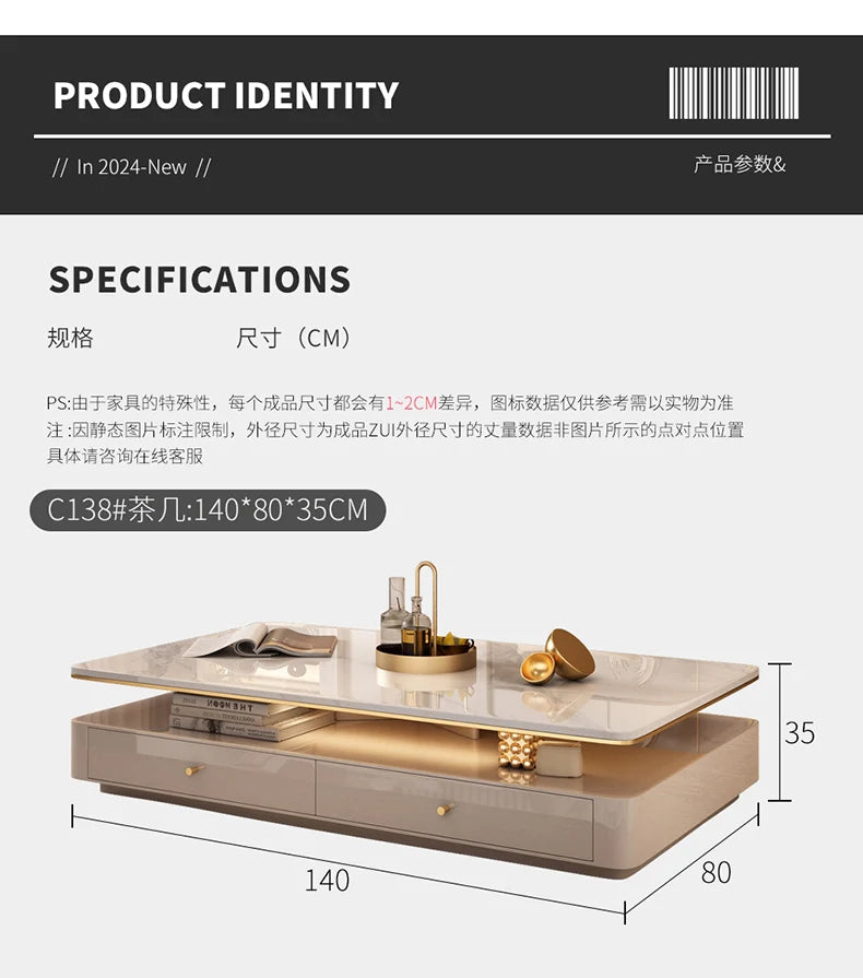 Italian Designer Aesthetic Coffee Table Modern Drawer Unique Luxury Coffee Table Living Room Stolik Kawowy Salon Furniture Home