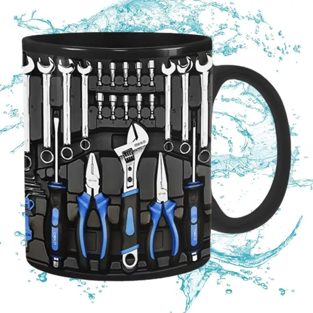 Mechanic Black Mug Black Ceramic Coffee Cup For Mechanics Large Toolbox Coffee Cup Tea Mug For Water Whiskey Soup Juice Wine