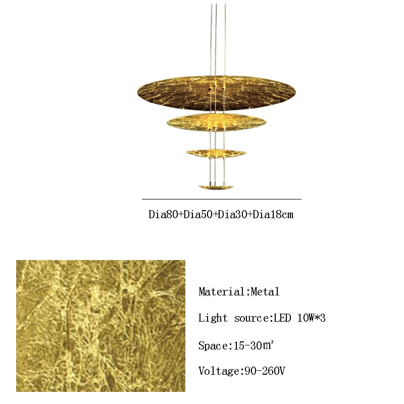 Machine Dela Luce Pendant Lamp Luxury Gold Ceiling Chandelier For Villa Living Room Restaurant LED Dining Room Disc Chandelier