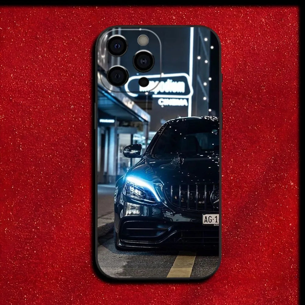 Sport Car M-Mercedes Phone Case For iPhone 16,15,14,13,12,11,Pro,XS,Max,XR,Plus,Mini Soft Black Cover