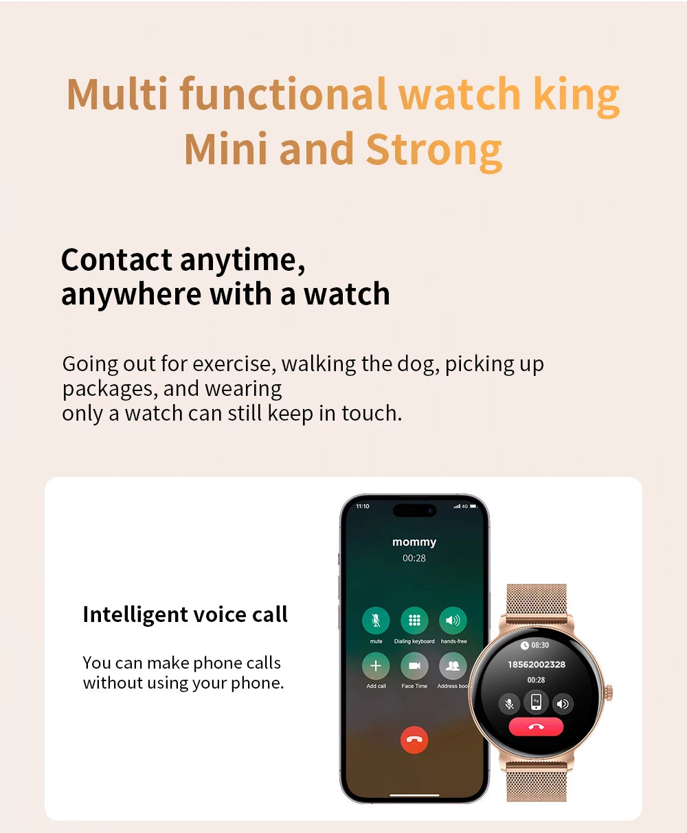 LIGE Ultra-thin Smart Watch Ladies Bluetooth Call Custom Dial Sport Heart Rate Health Tracking Watch Waterproof Women Smartwatch
