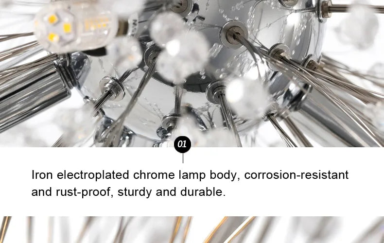 LED Dandelion Pendant Light Modern Crystal Beads Hanging Light Dining Room Living Room Bar Counter Home Decoration G9