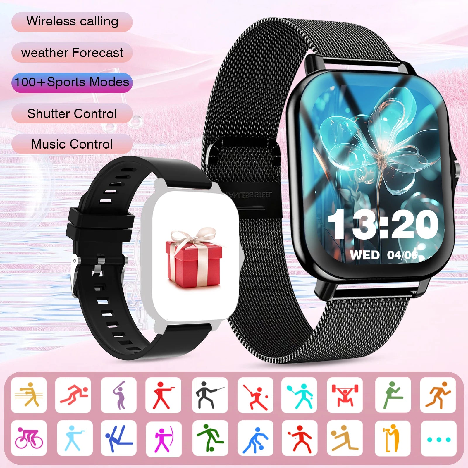 Smartwatch, Wireless Talk/Dial, Multi-Sport Mode for Men and Women, Compatible with IPhone/Andriod