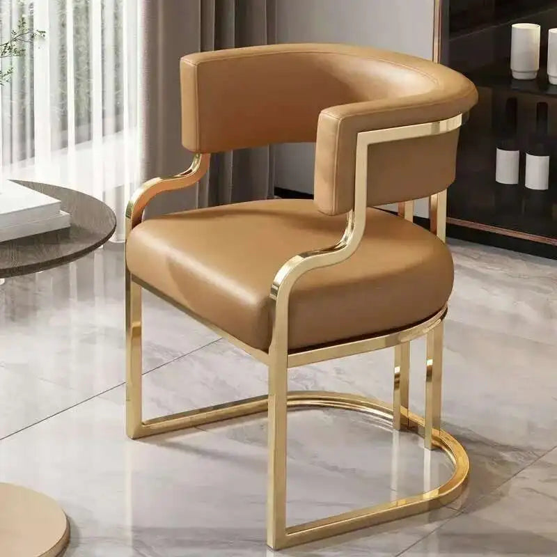 Luxury golden Dining Chairs wrought Iron Backrest Armchair Kitchen Modern Dining Room Furniture Home Bedroom Salon Makeup Chair