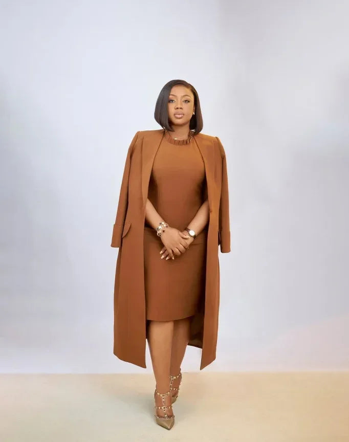 Women's Set Full Sleeve Long Blazer Coat+ Long Dress Suit  Winter Streetwear Two 2 Piece Set Africa OL Work Outfits