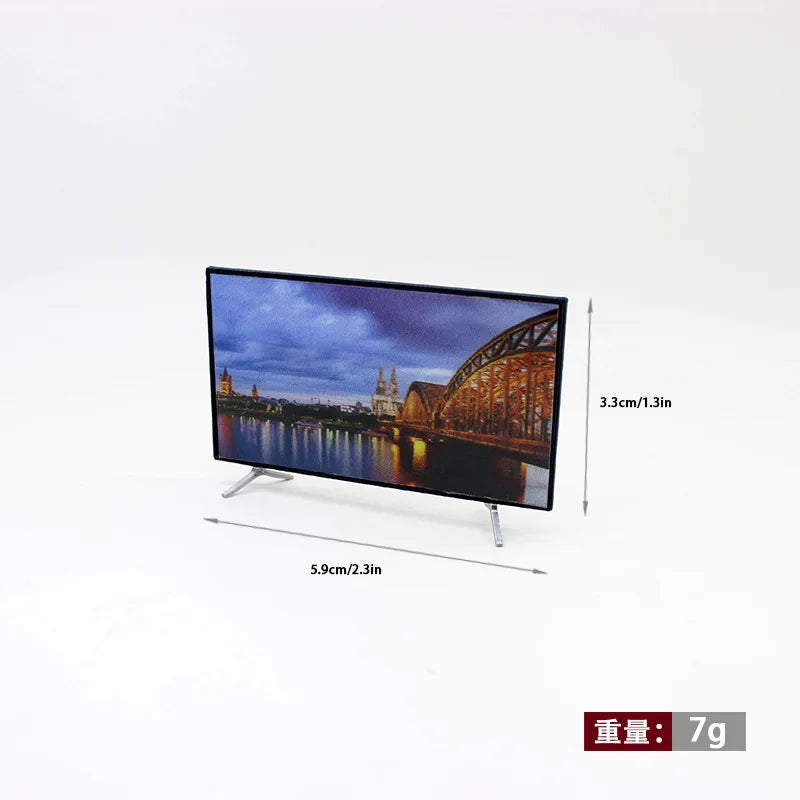 1/12 Dollhouse Mini TV with Stand  TV Scale Miniature Model Home Decor Decoration Toys Gift Doll House Accessories Crafts