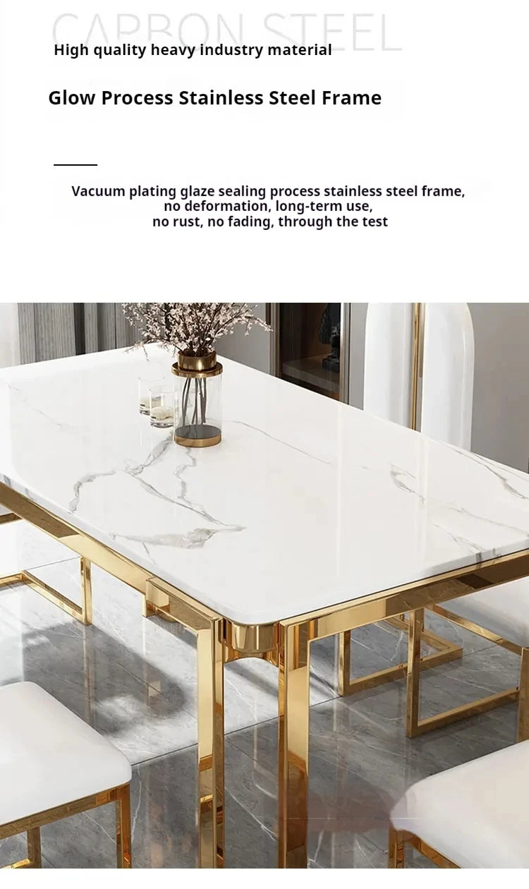 Unique Luxury Table Chairs Modern Legs Metal Design Rectangular Dining Table Space Saving Nordic Mesa De Comedor Funiture