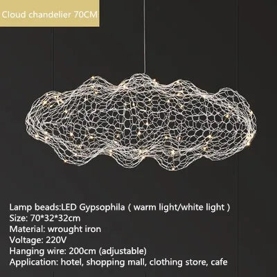 Art Decor Hollow Cloud Pendant Lights For Living Room Bedroom Staircase Danish Design Lamp Industrial Loft Firefly Chandelier