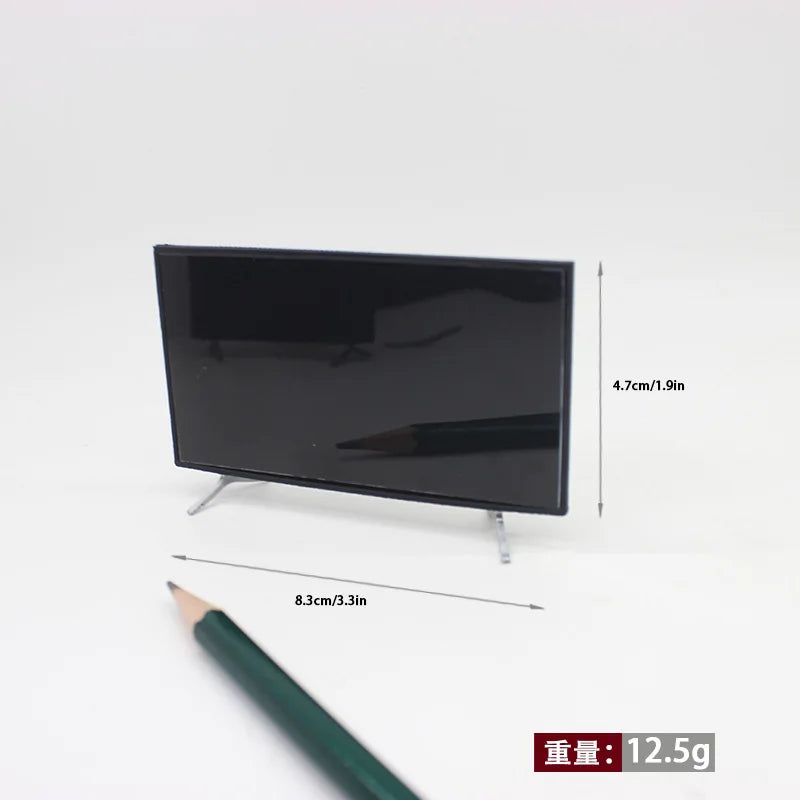 1/12 Dollhouse Mini TV with Stand  TV Scale Miniature Model Home Decor Decoration Toys Gift Doll House Accessories Crafts