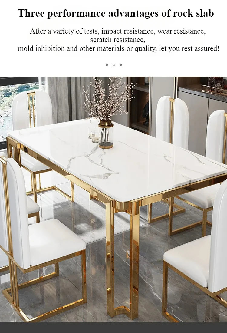 Unique Luxury Table Chairs Modern Legs Metal Design Rectangular Dining Table Space Saving Nordic Mesa De Comedor Funiture