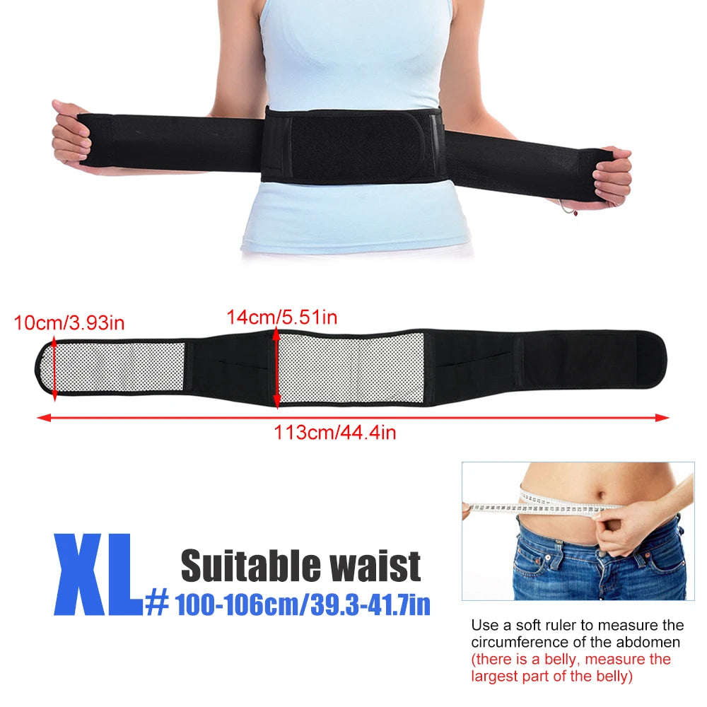 1PCS Adjustable Heating Lower Back Brace Support Belt with Magnetic Therapy for Pain Relief – Heated Lumbar Waist Wrap