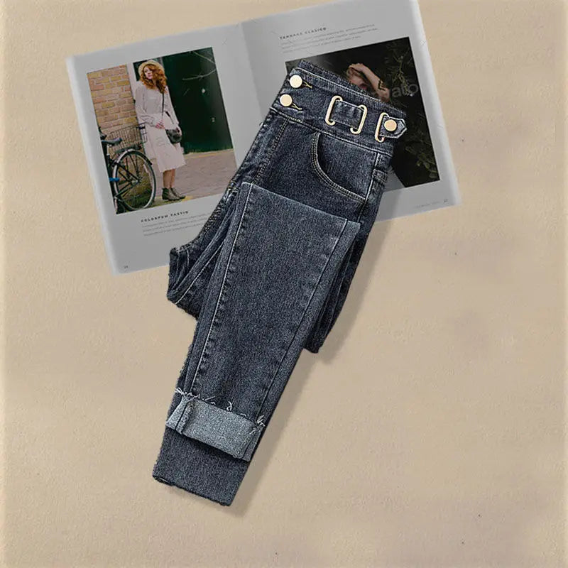 Women Spring/Summer New Matching Set 2026 Korean Elegant Striped Shirt Top+Jeans Two Piece Female Loose Blouse Denim Pants Suit