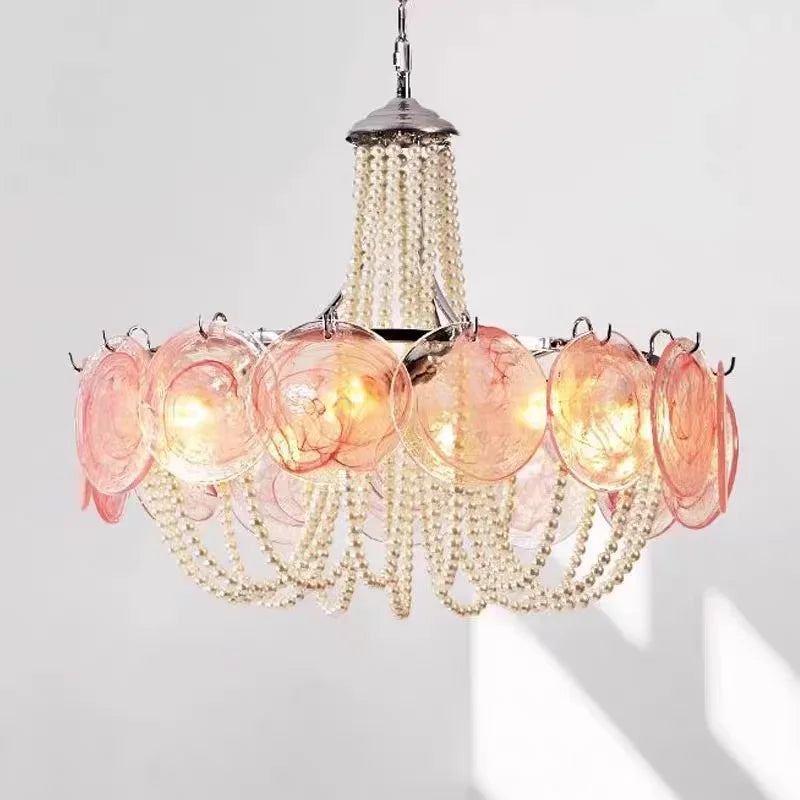 French Round  Murano Glass Chandelier led Pearl lamp for Living Dining Room Bedroom Kitchen Hanging Lamps indoor Hanging lamp