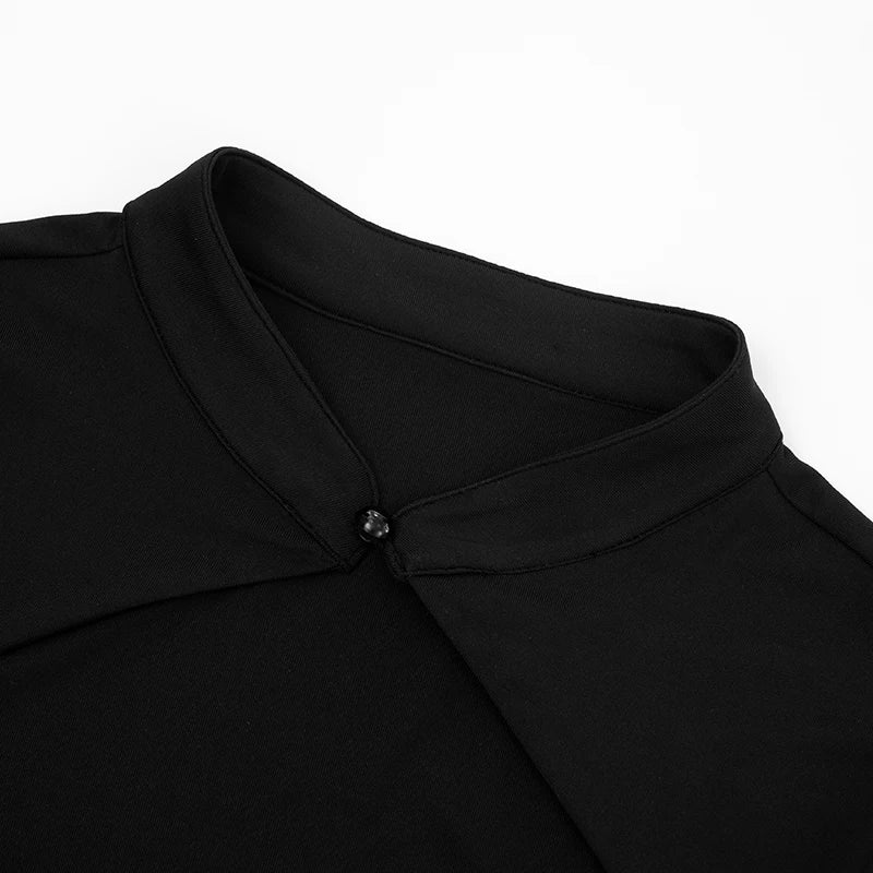 CUTENOVA Fall New Arrival Women Solid Color Bodycon Button Up Bell Sleeve Mini Lace-Up Strapless Sexy Bodycon Sexy Hottie Dress