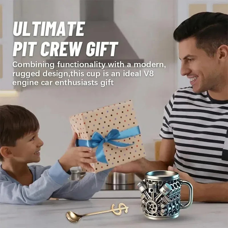 Creative Engines Stainless Steel Cup Mechanical V8/V6 Engine Mug Coffee Beer Funny Drinking Office Cup Car Enthusiasts As A Gift