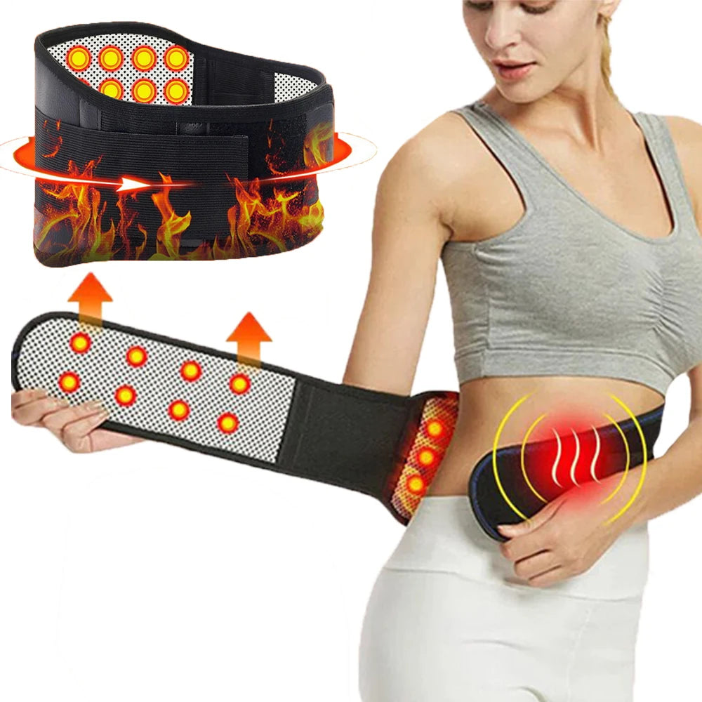 1PCS Adjustable Heating Lower Back Brace Support Belt with Magnetic Therapy for Pain Relief – Heated Lumbar Waist Wrap