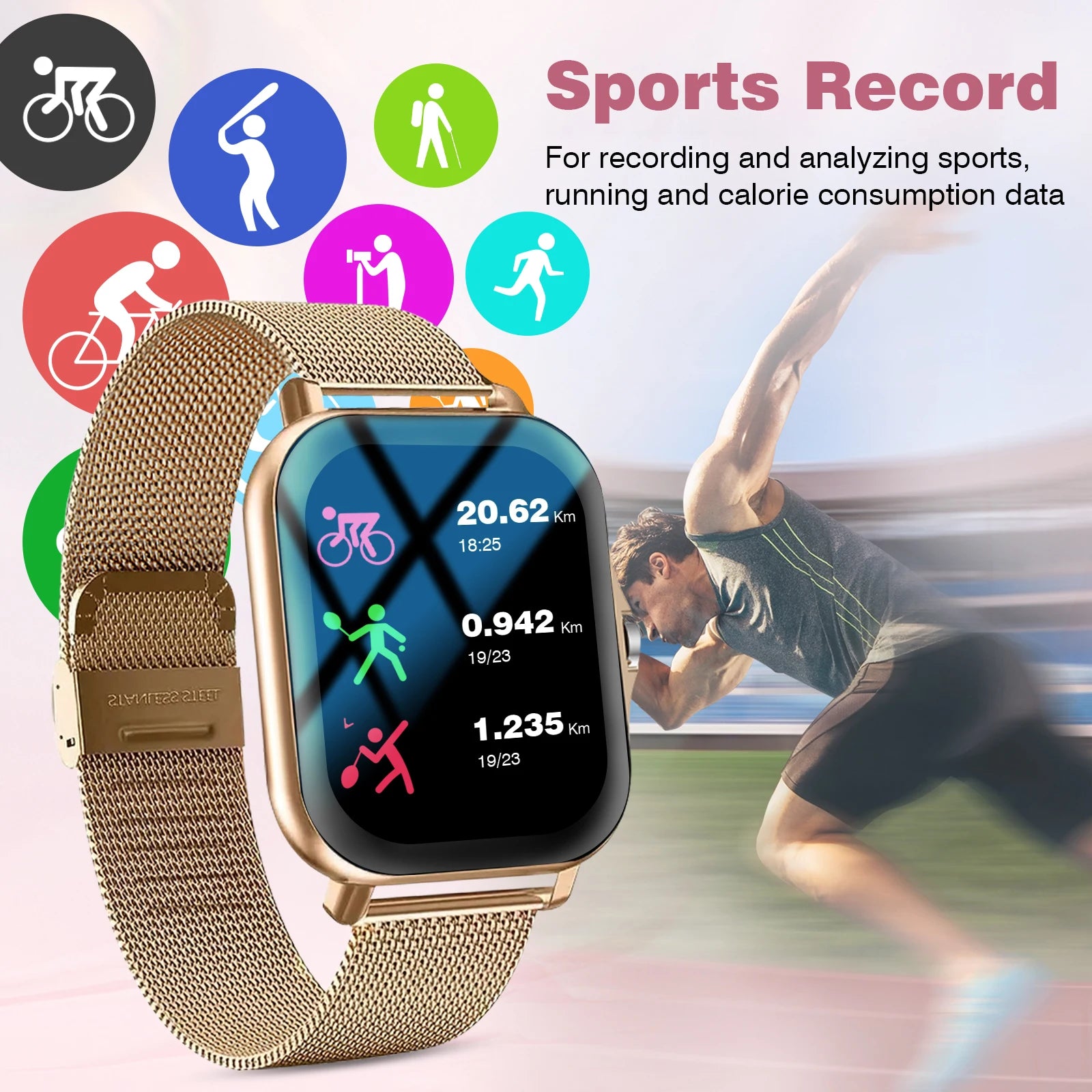 Smartwatch, Wireless Talk/Dial, Multi-Sport Mode for Men and Women, Compatible with IPhone/Andriod