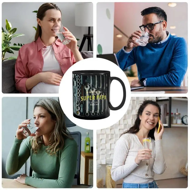 Mechanic Black Mug Black Ceramic Coffee Cup For Mechanics Large Toolbox Coffee Cup Tea Mug For Water Whiskey Soup Juice Wine