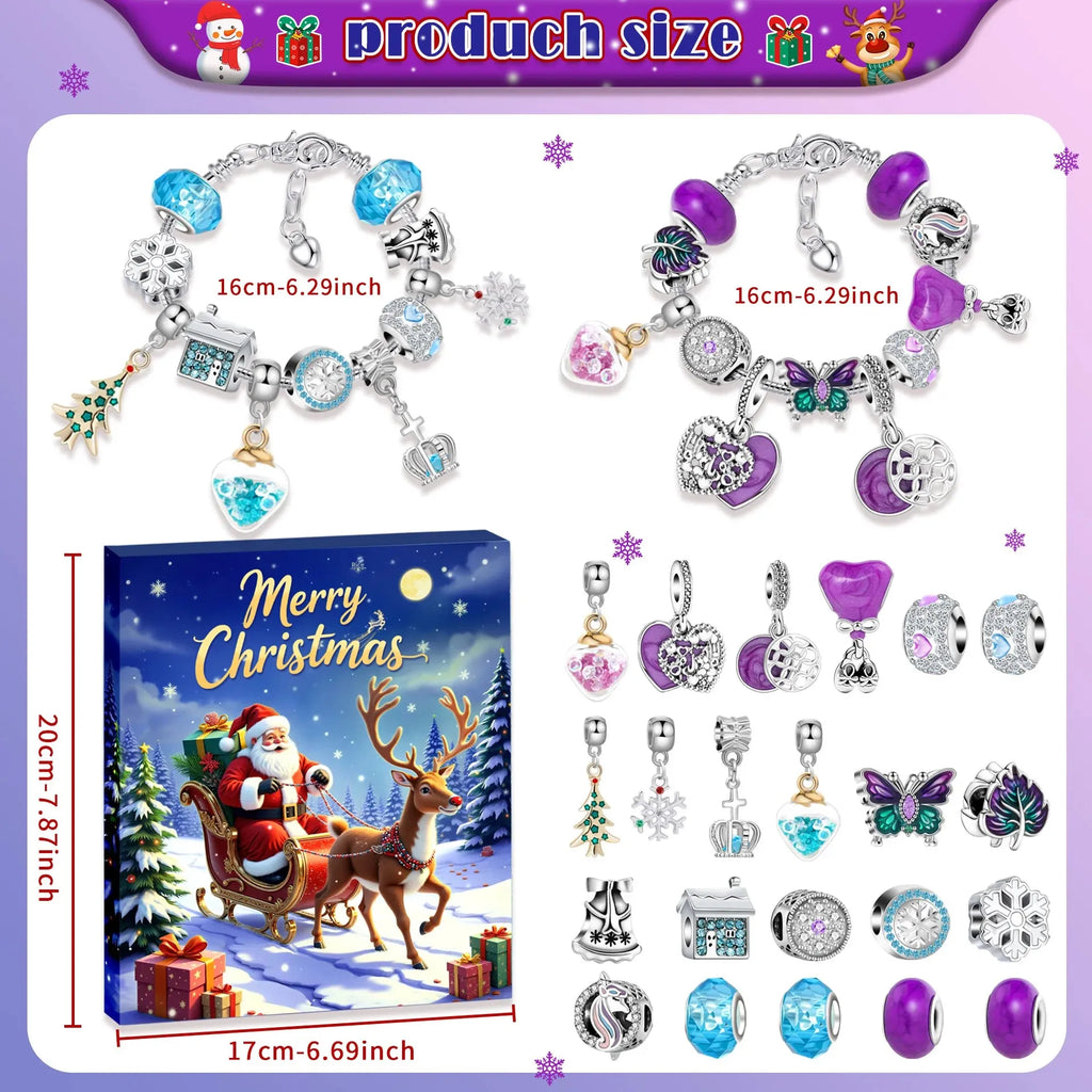 Themed 24-Bead Strand Bracelet Gift Box Blind Box DIY Jewelry Present Countdown Calendar Arrival Festival