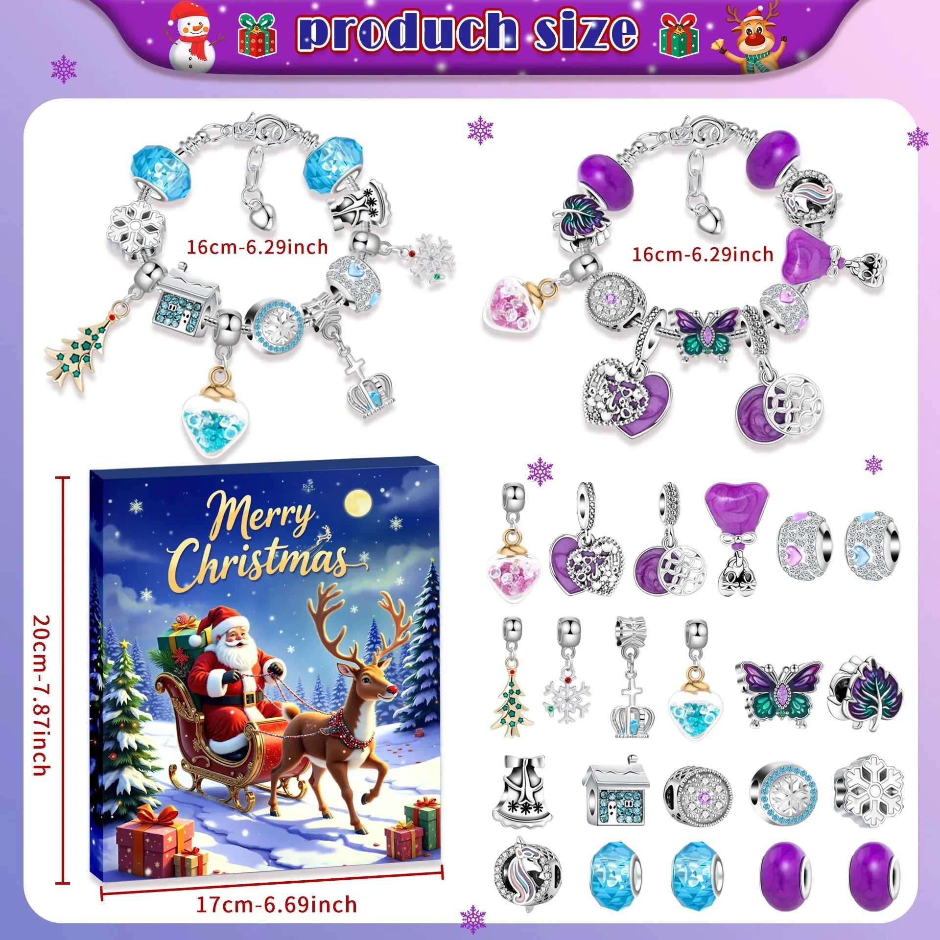 Themed 24-Bead Strand Bracelet Gift Box Blind Box DIY Jewelry Present Countdown Calendar Arrival Festival