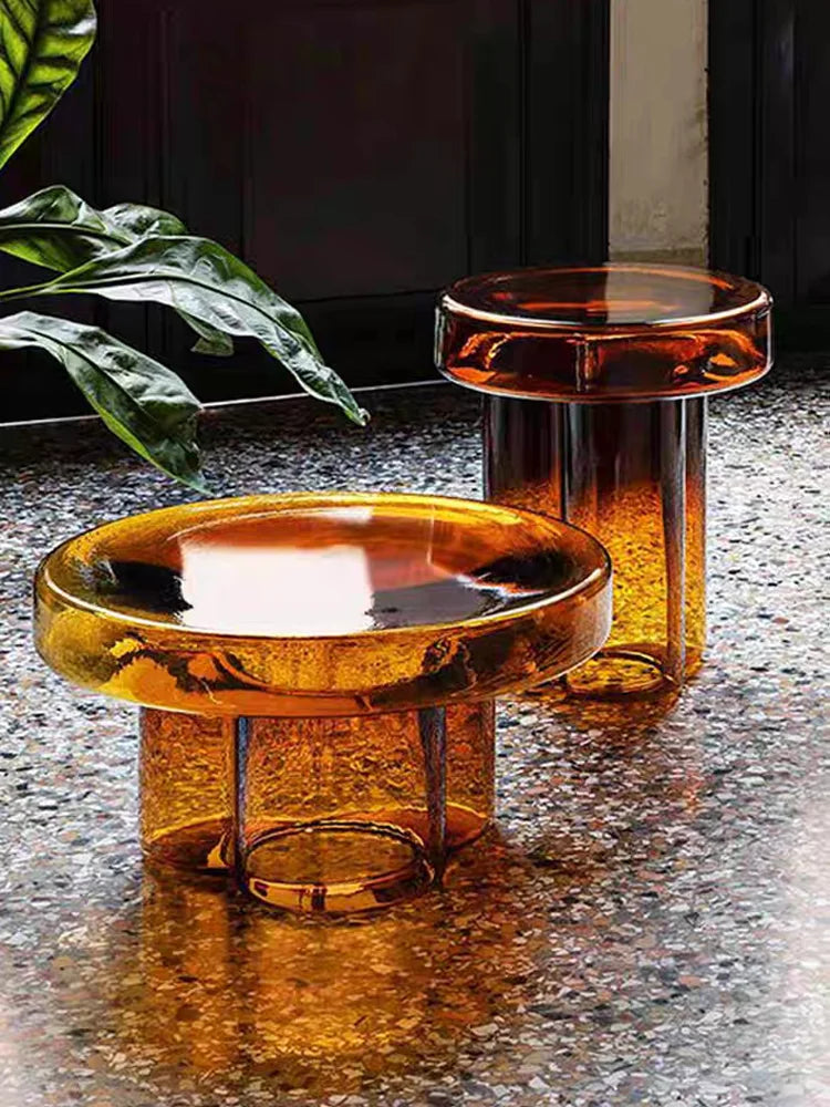 Italian Coffee Table Living Room Art Side Table Combination Coffee Table Round Coffee Tables Light Luxury Round Glass Tables