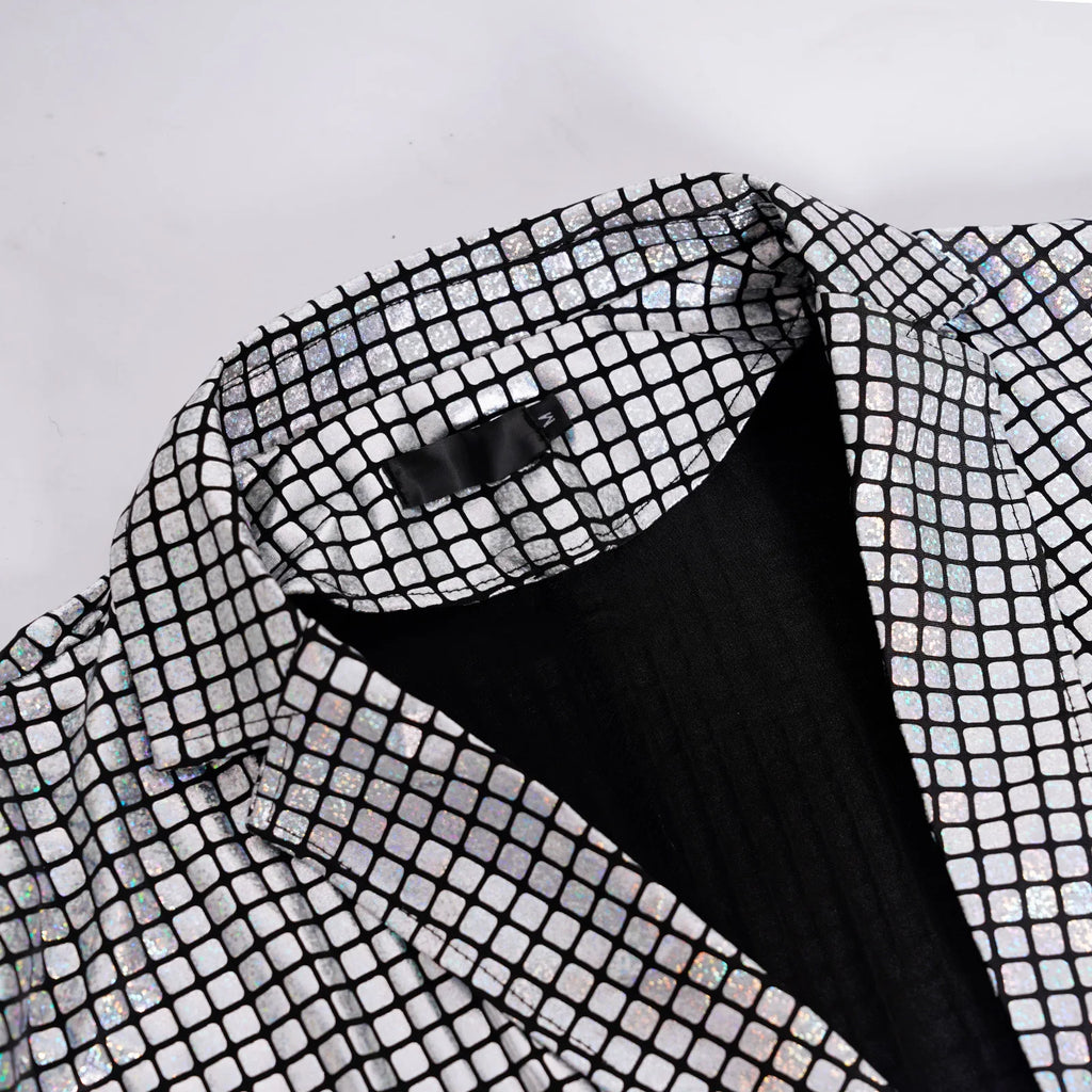 Men's New Cool Performance Set, Sequin Gold Stamping Business Casual Two-piece, One-row Two-button Slim-fit Blazer + Trousers