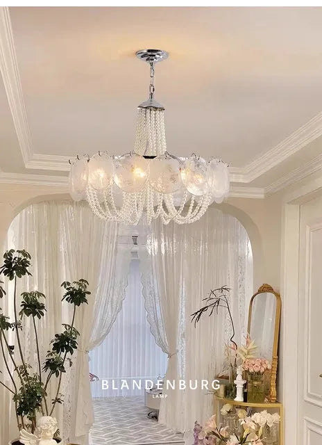 French Round  Murano Glass Chandelier led Pearl lamp for Living Dining Room Bedroom Kitchen Hanging Lamps indoor Hanging lamp