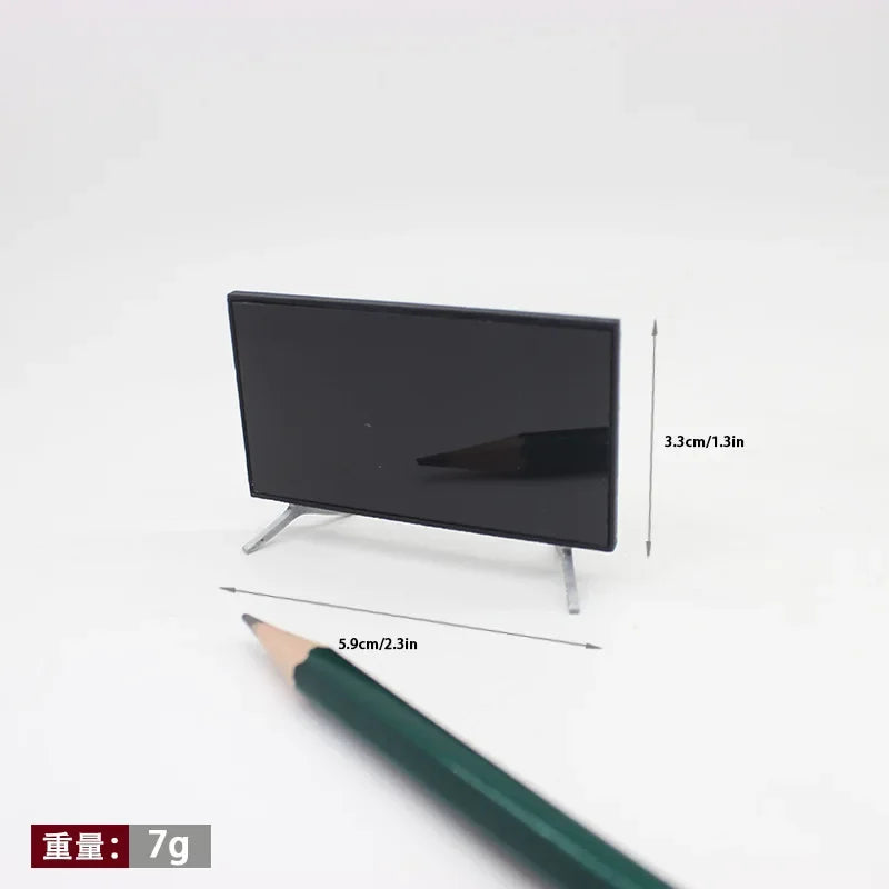 1/12 Dollhouse Mini TV with Stand  TV Scale Miniature Model Home Decor Decoration Toys Gift Doll House Accessories Crafts