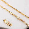 Fashion 18k Gold Necklace 2MM 16/18/20/22/24/26/28/30 Inch Side Chain Necklace For Women Men Jewelry Silver Necklace