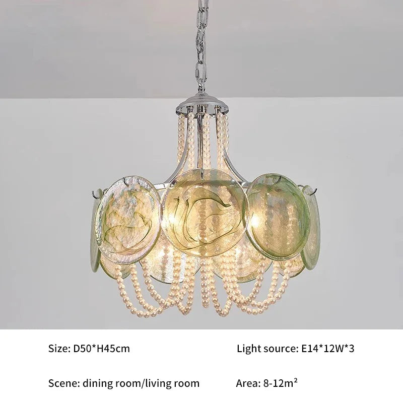 French Round  Murano Glass Chandelier led Pearl lamp for Living Dining Room Bedroom Kitchen Hanging Lamps indoor Hanging lamp