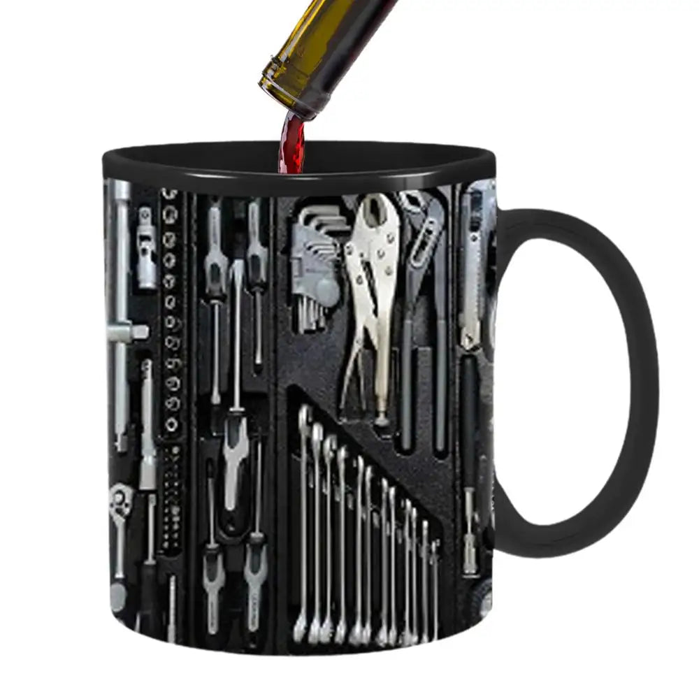 Mechanic Black Mug Black Ceramic Coffee Cup For Mechanics Large Toolbox Coffee Cup Tea Mug For Water Whiskey Soup Juice Wine