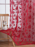 American Red Lace Sleigh Santa Christmas Curtains for Living Room Bedroom Window Festive Atmosphere Decorative